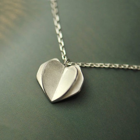 Folding Heart Silver Necklace