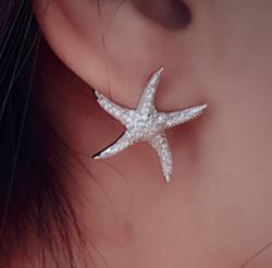 Full Glamor Curved Starfish Silver Earrings