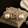 Glamour Rhinestone Bow and Pearl Ball Earrings