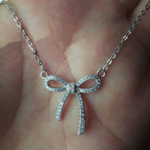 Glittering Bow Full Rhinestone Necklace