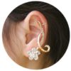 Glittering Flower on Vine Rhinestone Ear Cuff (Single, No Piercing)