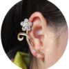 Glittering Flower on Vine Rhinestone Ear Cuff (Single, No Piercing)