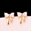 Gold and Rhinestone Bow Fashion Earrings