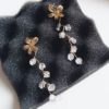 Golden Flower and Crystal Tassel Statement Earrings