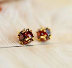 Golden Ruby Ball Earrings