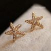 Golden Starfish Full Rhinestone Fashion Earrings