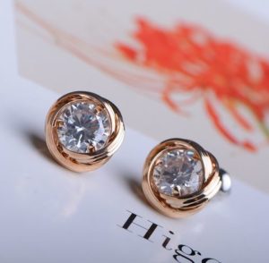 Golden Trim Rhinestone Earrings