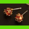 Golden Trim Ruby Ball Earrings