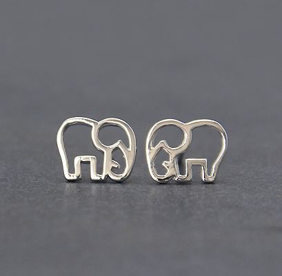 Hollowed Silver Elephant Earrings