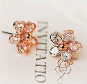 Intriguing Full Rhinestone Flower Earrings