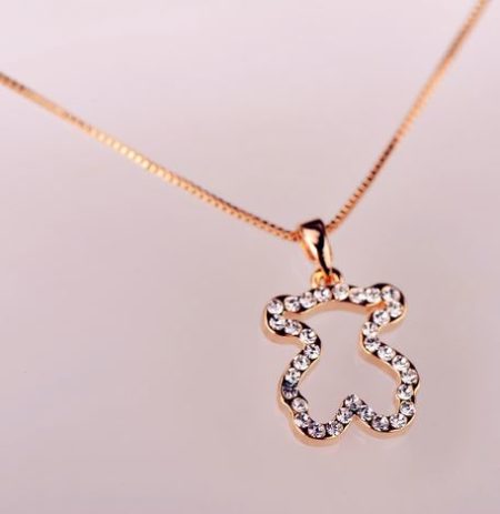 Jeweled Up Bear Rhinestone Necklace