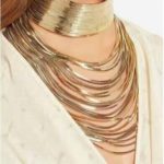 Layered Golden Rings Statement Necklace