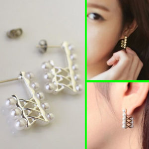 Crossing Line Pearls Wrapping Ear Cuffs