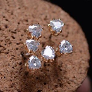 Little Diamond Heart Rhinestone Earrings