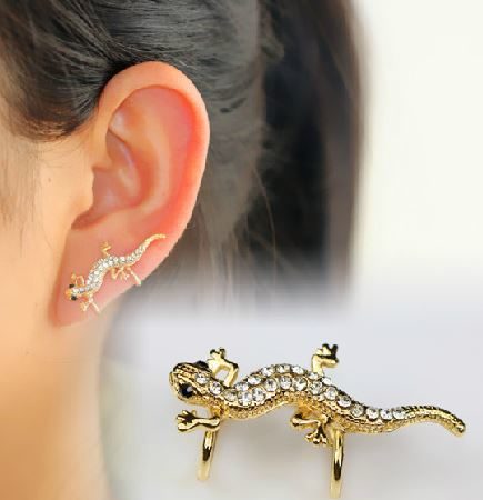 Lizard Rhinestone Ear Cuff (Single,No Piercing,Adjustable Clip)