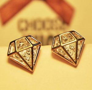 Love Diamond Statement Earrings (White)