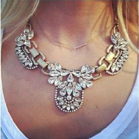 Gold Chain and Flower Blossom Statement Necklace