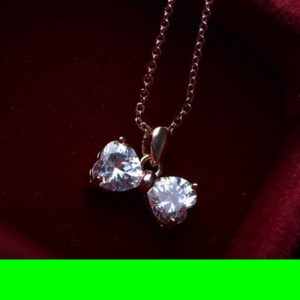 Sparkly Bow Heart Short Chain Necklace