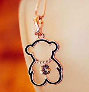 Jeweled Bear Rhinestone Necklace