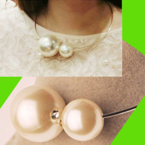 Double Pearl Statement Collar Necklace
