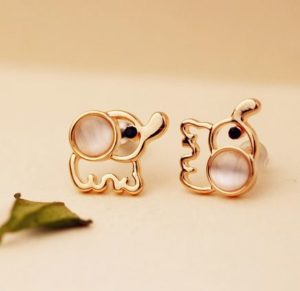 Opal Elephant Rhinestone Earrings