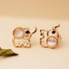 Opal Elephant Rhinestone Earrings