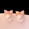 Pearl Ball and Pink Bow Earrings