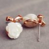 Pearl Flower and Golden Bow Earrings