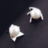 Pearl Heart Silver Flower Earrings