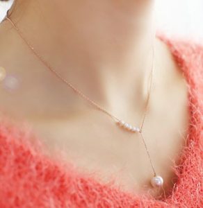 Pearl String Asymmetric Necklace-1