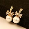 Pearl and Bow with Full Rhinestone Earrings
