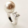 Pearl and Crystal Square Finger Cuff Ring (Slightly Adjustable)