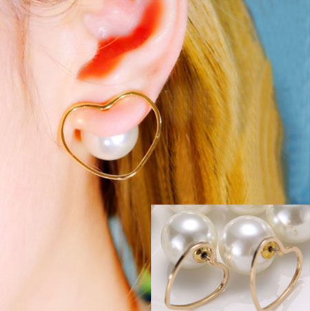 Pearl and Heart Wrapping Ear Cuffs (Reversible Wearing)