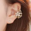 Pearl and Rhinestone Flower Asymmetrical Ear Cuff Set