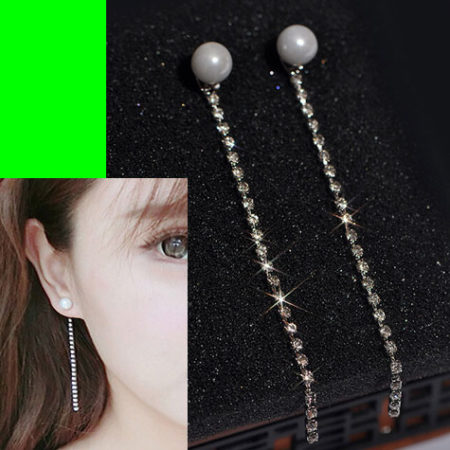Pearl and Rhinestone Tassel Back Stud Earrings