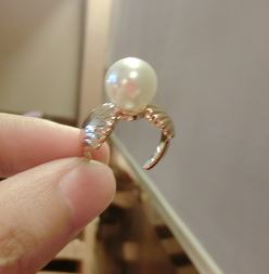 Pearl and Sea Shell Cuff Ring (Slightly Adjustable)