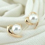 Pearl in Golden Heart Love Statement Earrings