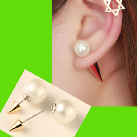 Pearl on Cone Ear Cuff (Reversible Wearing)