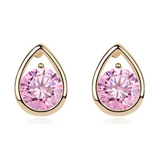Pink Heart Rhinestone Fashion Earrings