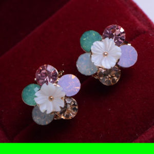 Plum Flower Gem Earrings
