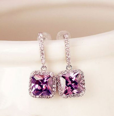Purple Princess Glamour Rhinestone Earrings