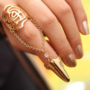 Blossom Flower Nail Chain to Finger Ring