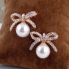 Rhinestone Bow and Pearl Ball Earrings