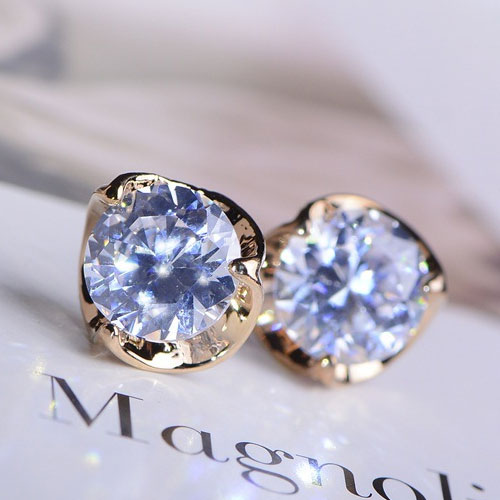 Flower Bud Gold Flower Rhinestone Earrings LilyFair Jewelry