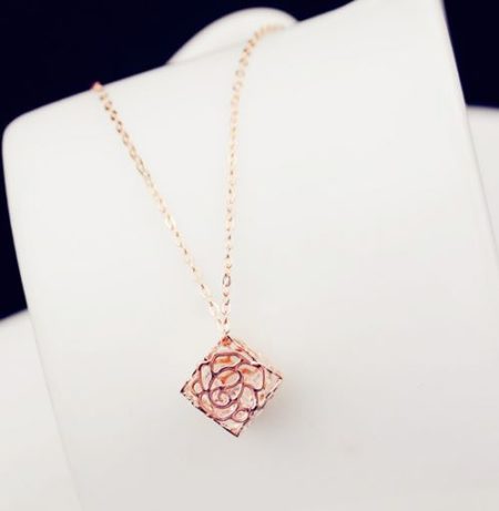 Rose and Rhinestone Ball Necklace