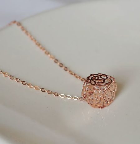 Rose and Rhinestone Ball Necklace