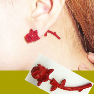 3D Red Rose Statement Ear Cuff (Single)