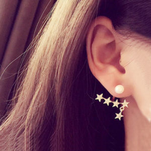 Shiny Stars and Pearl Ear Cuffs
