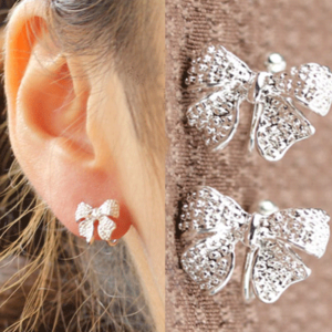 Silver Bow Ear Clip-Ons