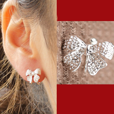 Silver Bow Ear Clip-Ons